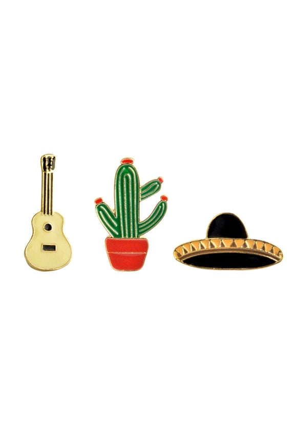 Assorted Color Cactus Brooch Pins Alloy Material for Party Use 12Pcs