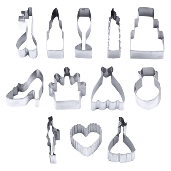PBPBOX 12Pcs Unique Stainless Steel Cookie Cutter Set for Wedding Desserts