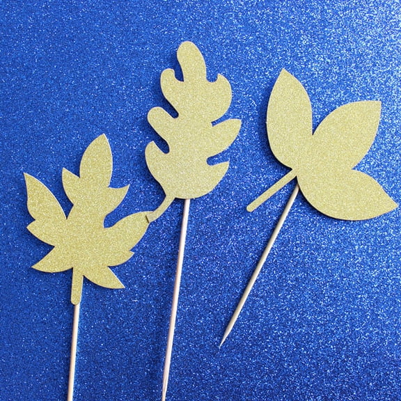 PBPBOX 12pcs Leaf Cake Topper Creative Paper Picks for Thanksgiving and Birthday Decoration