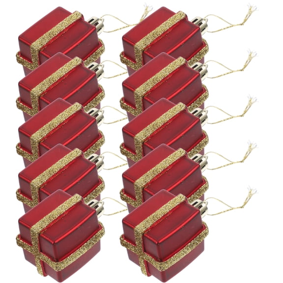 PBPBOX 12pcs Mini Presents Decoration Dark Red Plastic Small Pendant Decorations for Lovers