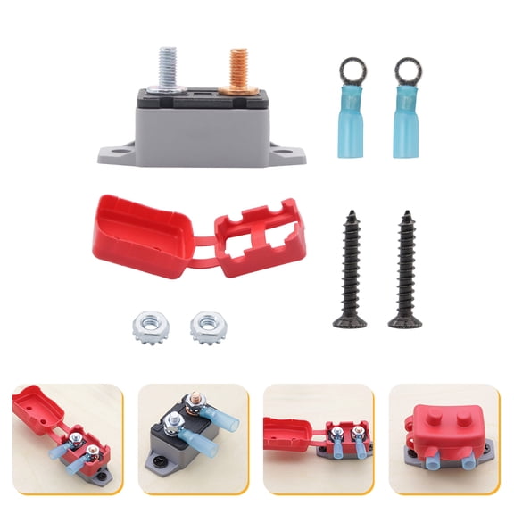 PBPBOX 1Set Manual Reset Circuit Breaker Bolt Type with Protective Cover for Vehicle and Boat Applications