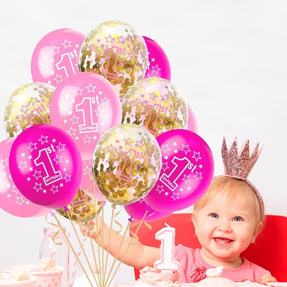 PBPBOX 15pcs Baby Shower Balloons Latex Decoration for Friend Gatherings in Pink and Golden Colors