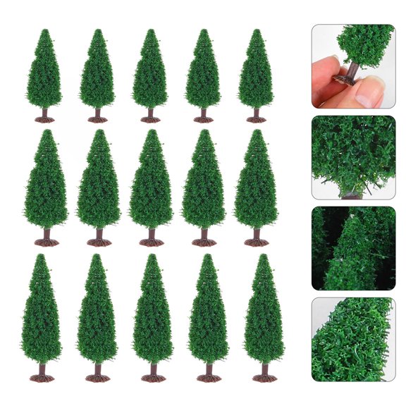 PBPBOX 15Pcs Artificial Pine Tree Materials Green for Home Use Decorative Landscape Scenery Trees