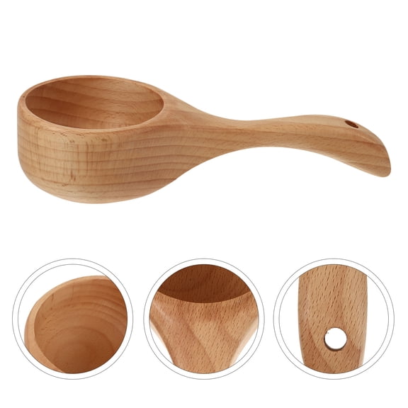 PBPBOX 1PC Water Ladle for Bath Beech Wood Multipurpose Bathing Family Use