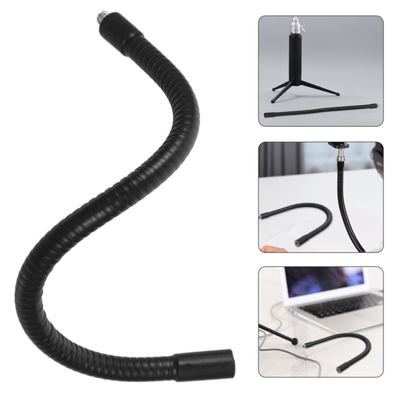 PBPBOX Adjustable Black Metal Bendable Mic Stand Desk Rod for Versatile Phone and Mic Holder