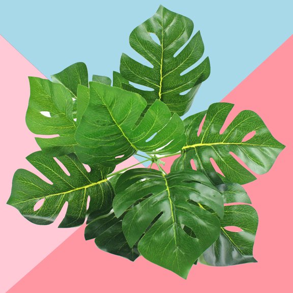 PBPBOX Artificial Leaf Green Monstera Leaf for Flower Arrangement and Vase Decoration