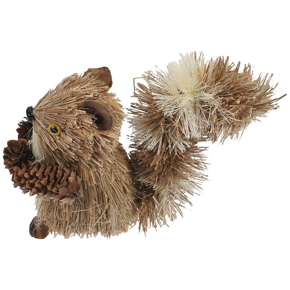 PBPBOX 1Pc Hand Woven Squirrel Decoration Natural Straw Material for Desk