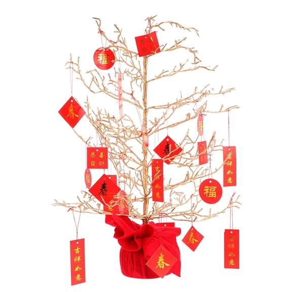 PBPBOX 1Pack Lunar New Year Tree Ornaments Resin Fortune Tree Adornment for New Year Celebration