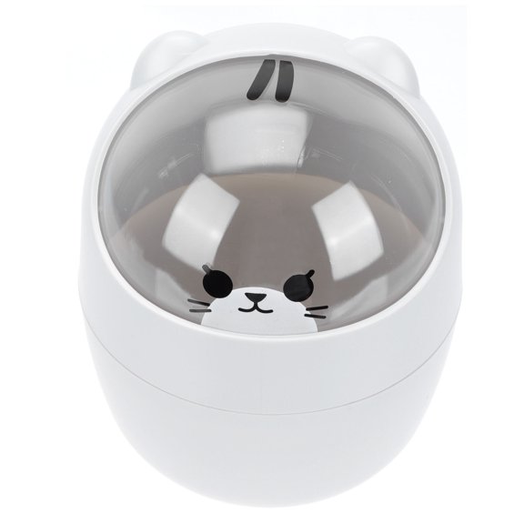 PBPBOX 1Pc Lovely Animal Desktop Trash Bin Grey Plastic Waste Container
