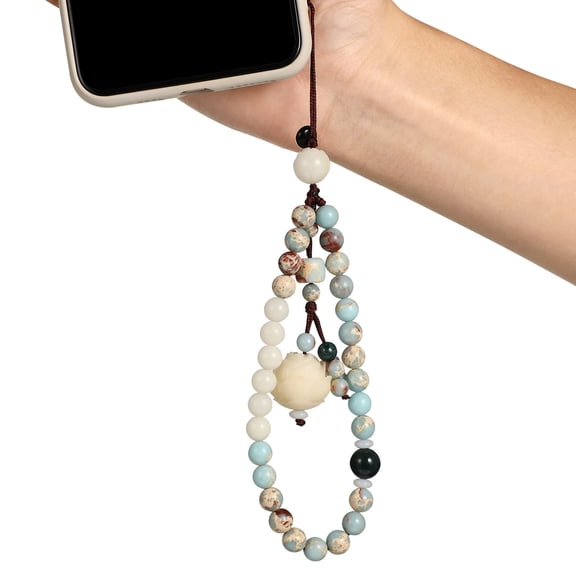 PBPBOX 1Pc Beaded Cellphone Lanyard Wrist Strap Handmade Stone Phone Charm with Vintage Style and Sturdy Material