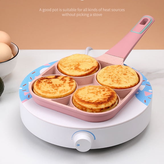 PBPBOX Pink Non Stick Egg Frying Pan with Groove Design for Easy Cooking and Even Heating