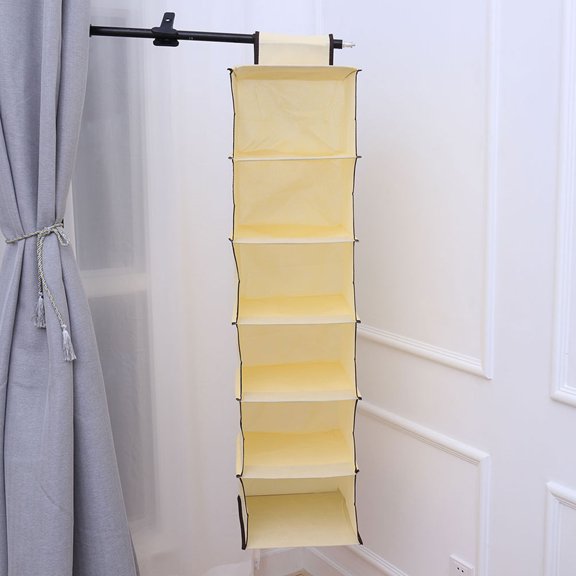 PBPBOX 1Pc Beige Closet Organizer with Wall Mount and Multi Purpose Hanging Storage Pockets