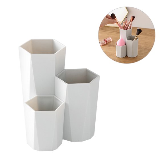 PBPBOX 1Pc Plastic Sundries Organizer in Grey for Desktop Makeup Brush and Pen Storage