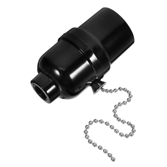 PBPBOX Pullswitch Lamp Holder Black E27 Lamp Base Adapter with User Friendly Pull Chain Control