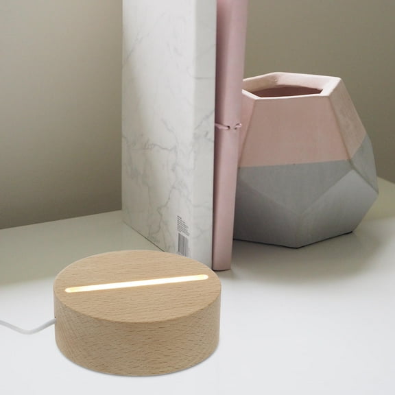 PBPBOX 1Pcs Night Lamp Stand for Bedroom and Living Room Usb Powered Wood Craft Light Base Small