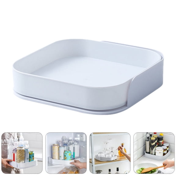 PBPBOX 1Pc Rotating Condiment Storage Rack White Plastic Kitchen and Home Organizer