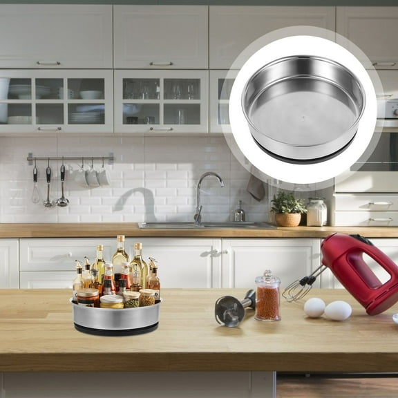 PBPBOX Multi Functional Stainless Steel Rotating Spice Rack Tray for Home Kitchen Storage