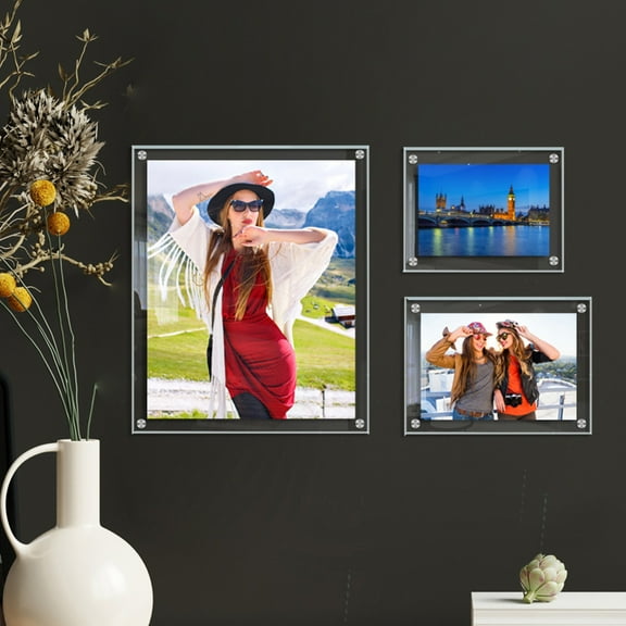 PBPBOX 1Piece Acrylic Photo Frame Wall Mounting Clear Picture Frame Holders For Living Room