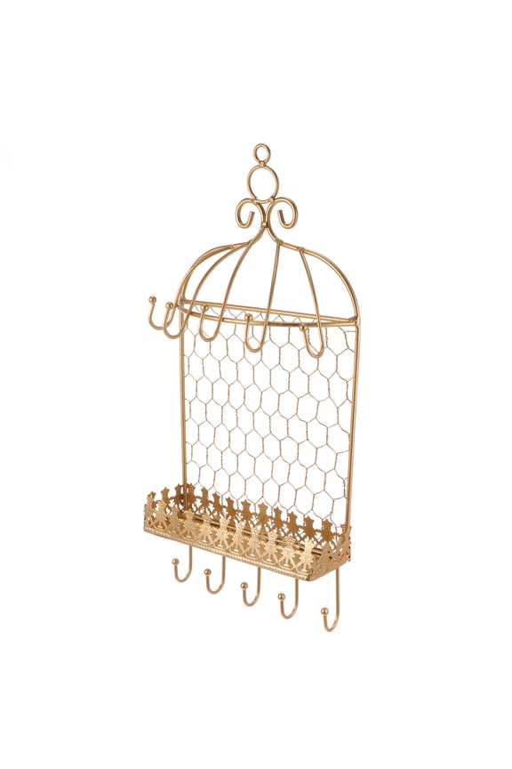 1Set Birdcage Earrings Stand Iron Wall Hanging Jewelry Holder for Dresser Use Women