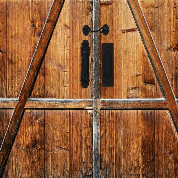 PBPBOX 1Set Simple Black Barn Door Lock Hook and Pull Handle Set with Easy Installation