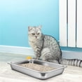 thumbnail image 1 of PBPBOX 1Set Open Small Kitten Litter Box Stainless Steel Cat Litter 12.38X8.45X1.77in, 1 of 8
