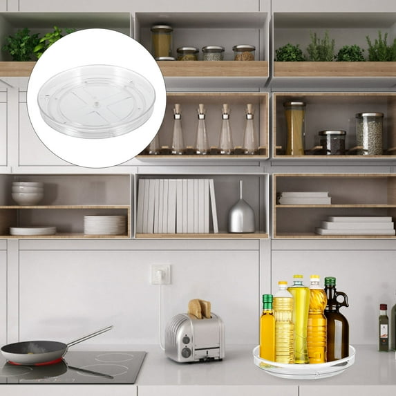 PBPBOX Countertop Organizer Kitchen Rotatable Storage Rack Clear PET 1Pack 9.1X9.1X1.4In