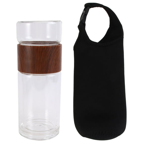 PBPBOX 1pc Double Glass Tea Infuser Separation Cup With Sleeve Heat Resistant Leakproof Portable The Go
