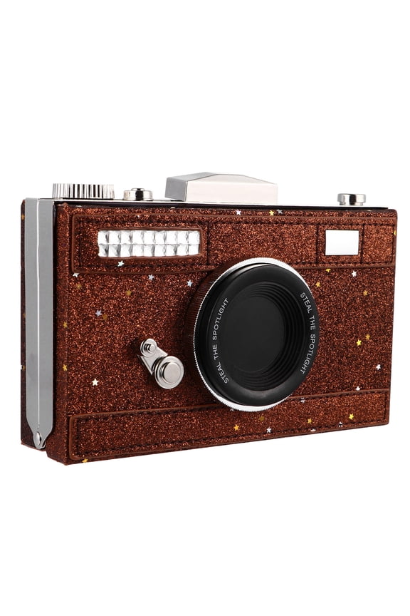 1pc Messenger Camera Bag Coffee PU Simple Design Crossbody for Women