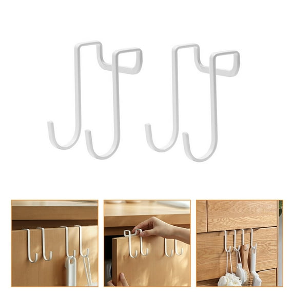 PBPBOX Double-Row Hooks Stainless Steel White for Home Organization
