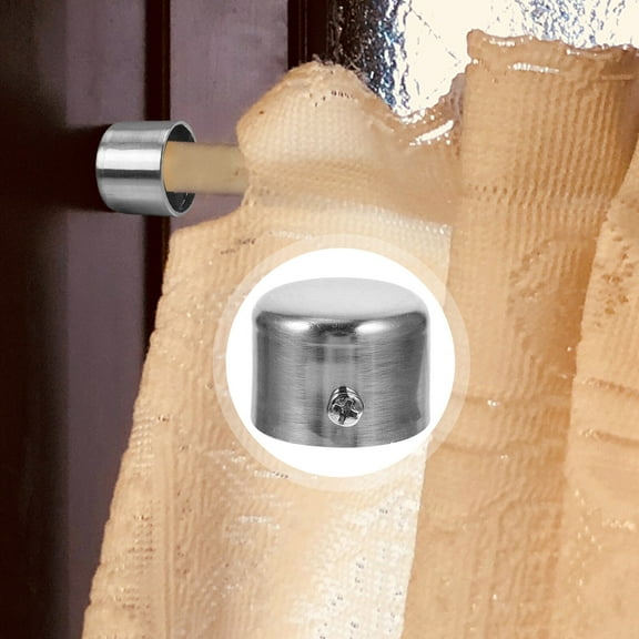 PBPBOX 2 Pcs Curtain End Cap Finial Nickel Rod for Curtains Window