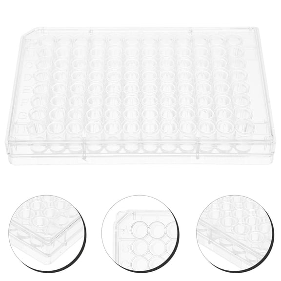 PBPBOX 2Pcs White Plastic Tissue Culture Plate with Lid 96 Wells for Lab Experiments