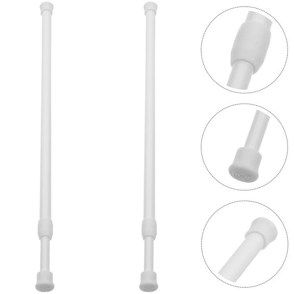 PBPBOX Tension Curtain Rods White Diameter 1.3cm Round Head Homeowners 2Pcs