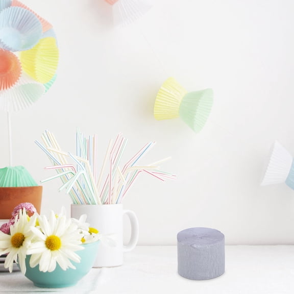 PBPBOX Plated Silver Crepe Paper Streamers Easy to Use for Party and Event Wall Decorations