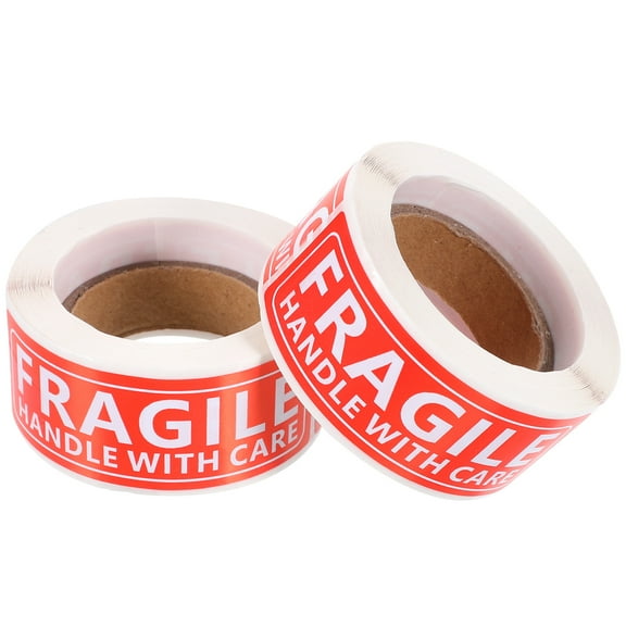 PBPBOX 2 Rolls Fragile Warning Label Stickers Clear Large Font Text for Safe Transportation of Goods