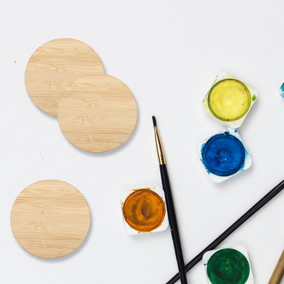 PBPBOX 20PCS Light Brown Unfinished Wood Circle Disc for things to paint on DIY Painting Craft Kits