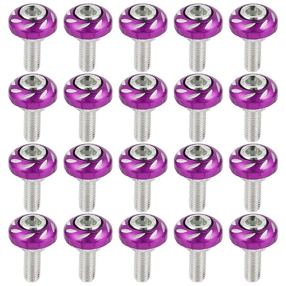 PBPBOX 20Pcs Motorcycle License Plate Screws Purple Aluminum Repair Bolts