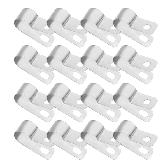 PBPBOX 20pcs R Type Cable Clamps Alloy Silver for Industrial Settings