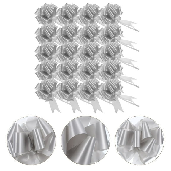 PBPBOX 20pcs Ribbon Pull Bows Gift Box Pull Bows Silver Plastic Decorative Use General Users