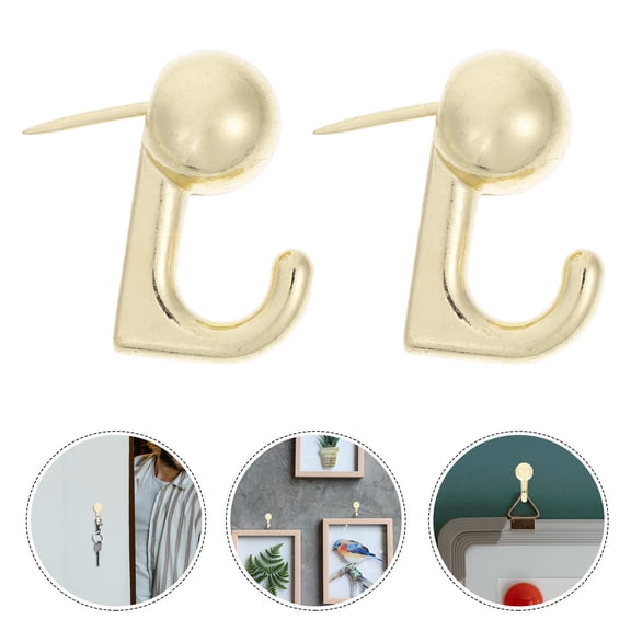 PBPBOX 20Pcs Golden Alloy Push Pin Hooks for Bulletin Board Picture and Note Storage