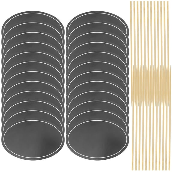 PBPBOX Black Chalkboard Tags for Party Decor, Writable Cheese Markers, Wood and Paper, 24Pcs