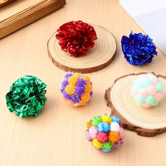 PBPBOX 25 Pcs Cat Balls for Indoor Kittens Brightly Colored Crinkle Balls Exercise