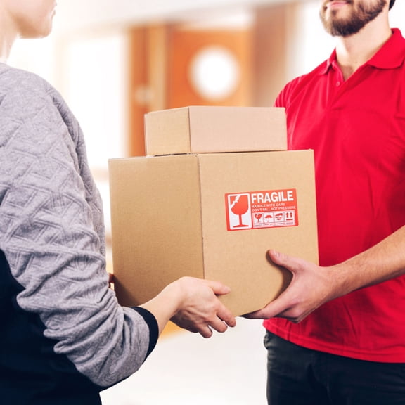 PBPBOX Packing Stickers Red Fragile Adhesive Labels for Corrugated Cartons and Pallets