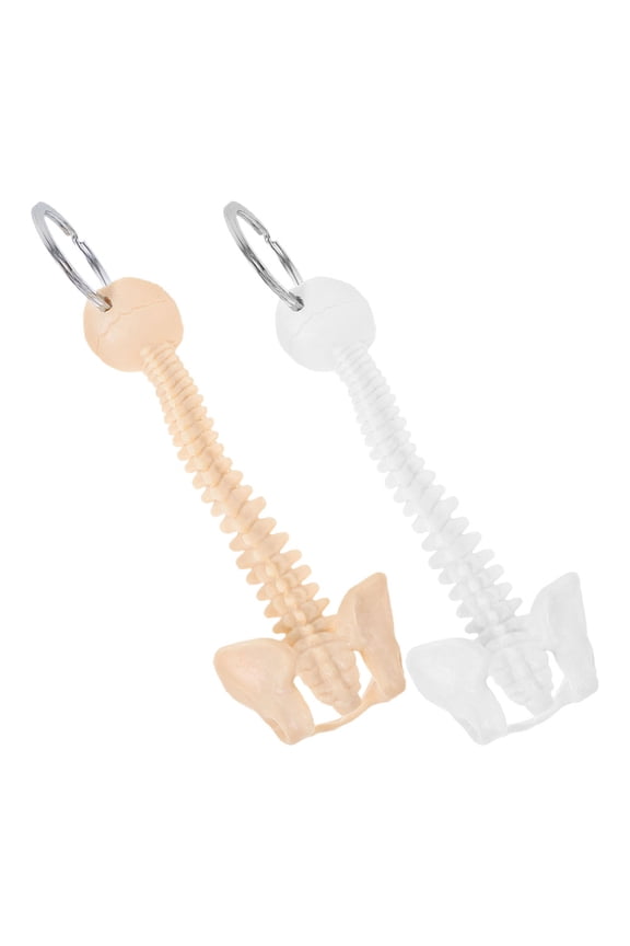2PCS Spine Keychain Realistic Design PVC Beige Display Accessory For Backpacks
