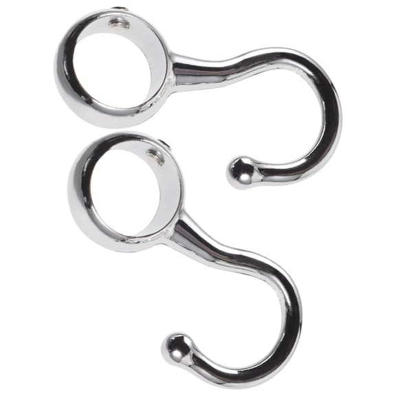 PBPBOX 2Pack Metal Hooks for Curtains Round Tube Positioning Hooks Silver for Camping