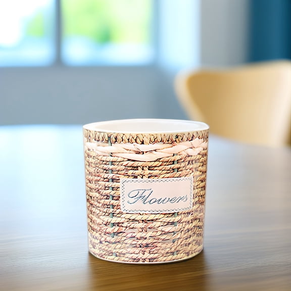 PBPBOX Pots for House Plants Woven Design Round Light Brown 2Set for Living Room