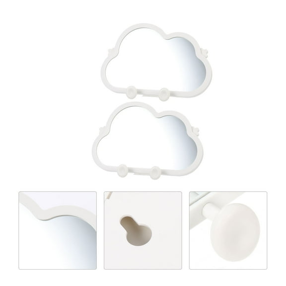 PBPBOX 2Pcs Simple White Table Makeup Mirrors with Elegant Design for Daily Use