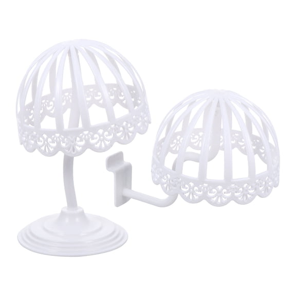 PBPBOX 2Pcs White Plastic Wig Stand and Hat Holder for Styling Display Salon Use