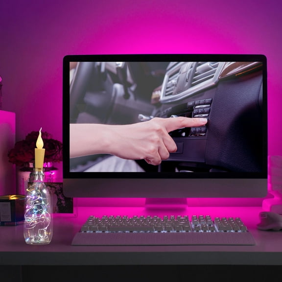 PBPBOX 2Pcs Decorative ng Lights Bottle Lamp with LED Candle Flame Pendant Light Brown