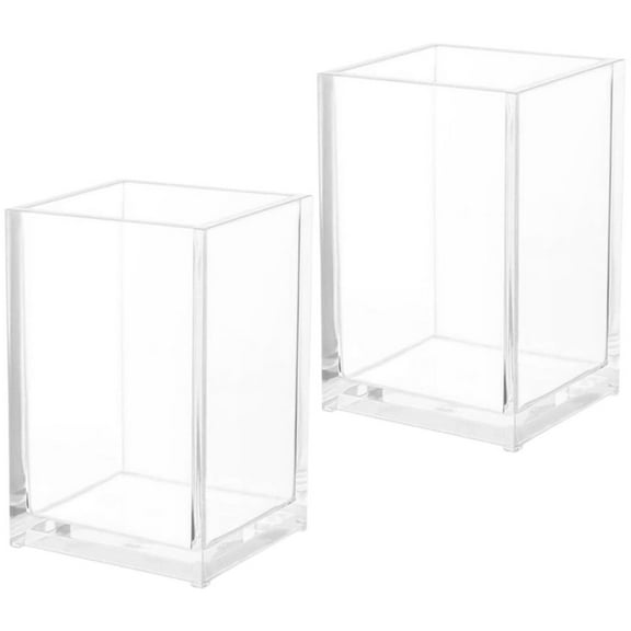 PBPBOX 2Pcs Clear Acrylic Makeup Brush Cups Sturdy Makeup Organizer for Vanity Table