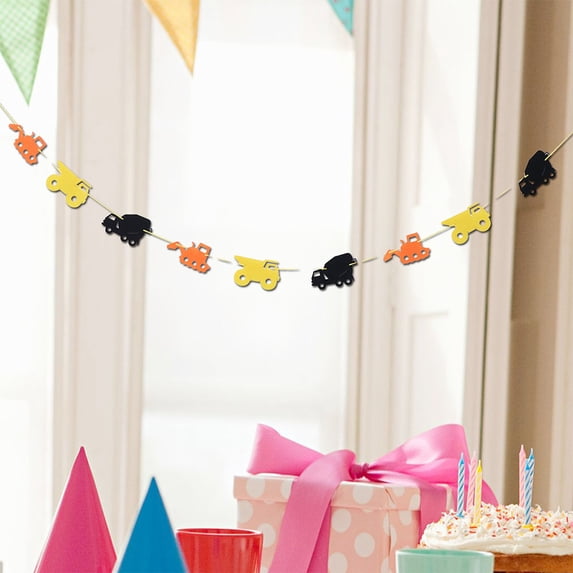 PBPBOX 2Pcs Hanging Ornament with Assorted Color Construction Vehicle Pattern for Party Decoration